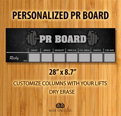 Weight Lifting PR Board - Black (add up to 10 Names) / PR Board / Dry ...