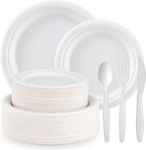 Amazon.com: FEHHTO 400PCS Disposable Paper Plates Set, Compostable Eco ...
