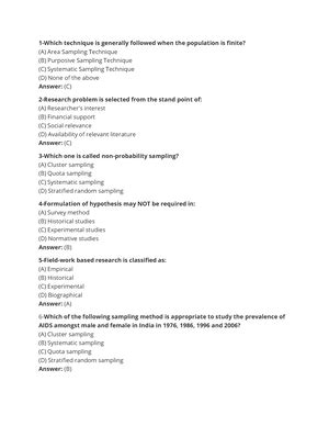 Research mathodology part 1 - 1-Which of the following statement is ...