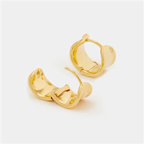 Accessorize London Women's 14k Gold-Plated Molten Clasp Hoop Earrings