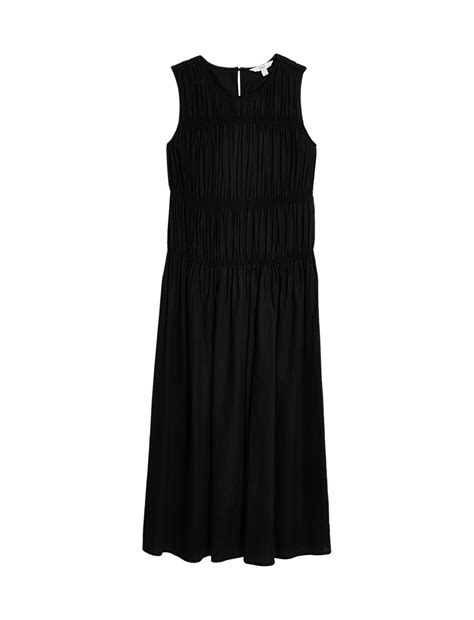 Buy Linen Rich Ruched Midi Shift Dress at Marks & Spencer
