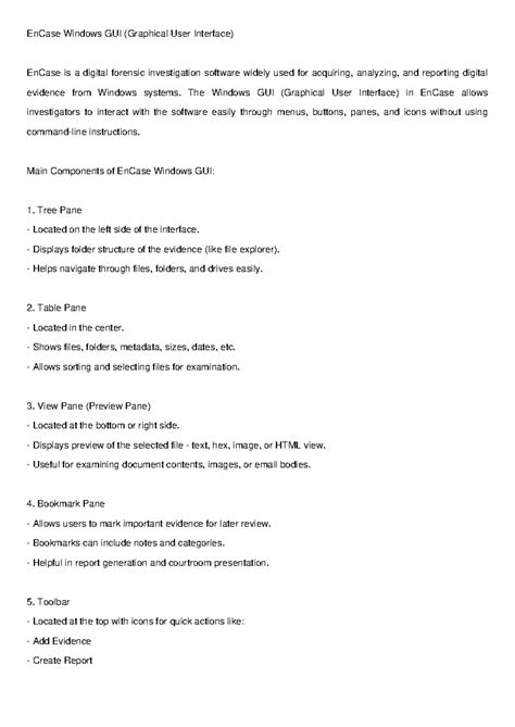EnCase Windows GUI Overview: Key Components & Functions - Studocu
