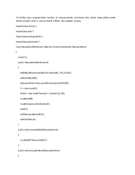 17-program - Write a java program that handles all mouse events and ...