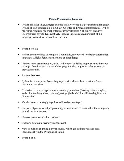 Python Unit 1a - Python Programming Language Python is a high-level ...