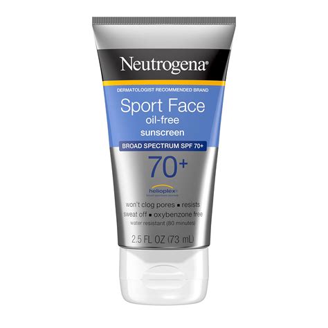 Neutrogena Sport Face Sunscreen, Broad Spectrum Sunblock SPF 70+, Water ...
