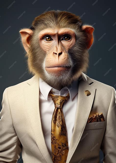 Premium Photo | A Monkey With Formal Suit Wearing A White Shirt And ...