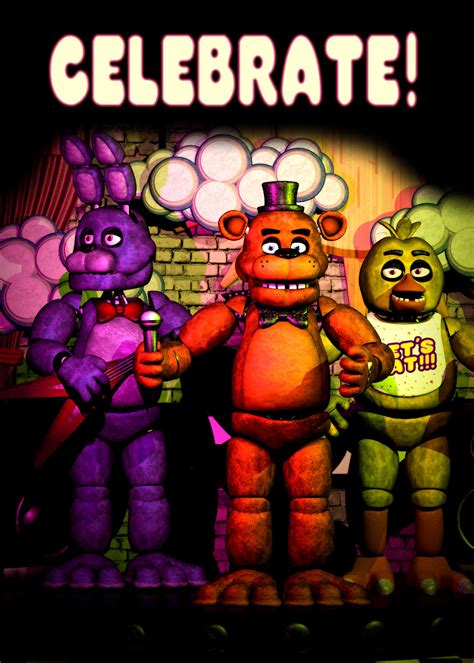 fnaf celebrate poster blender recreation by ITrashman115 on DeviantArt