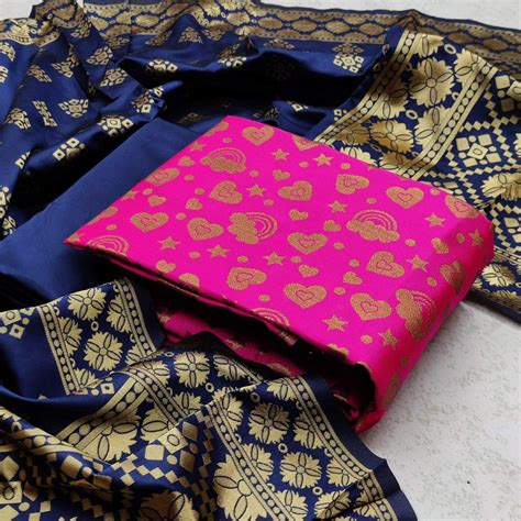 Pink Festive Wear Woven Banarasi Silk Dress Material
