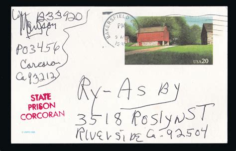 Lot Detail - Charles Manson Handwritten & Signed Prison Postcard ...