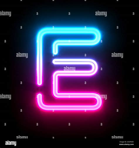 Blue pink glowing neon tube font Letter E 3D Stock Photo - Alamy