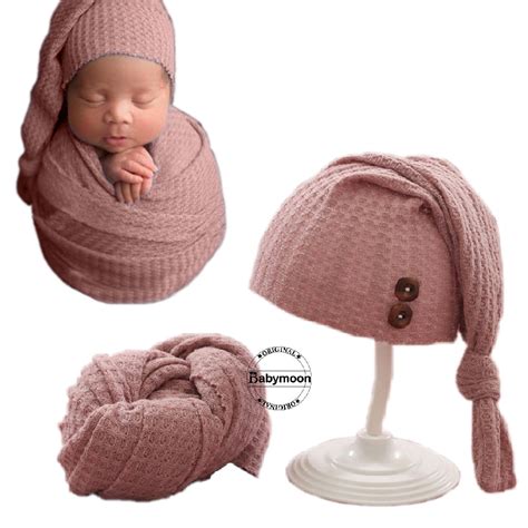 Babymoon Stretchable Baby Wrap & Knotty Cap New Born Photography Photo ...