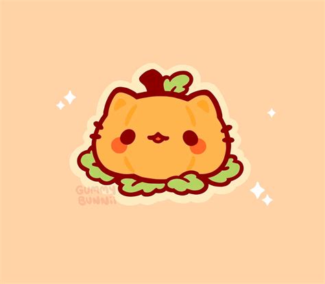 Kawaii Pumpkin Cat Matte Vinyl Sticker Stickers Fall Autumn Cute Decal ...