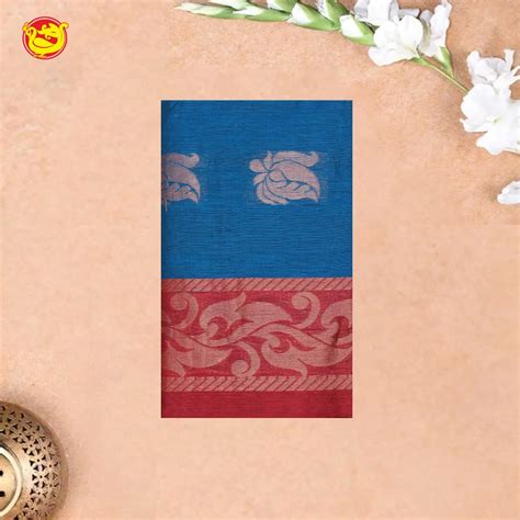 Blue With Maroon Kalyani Cotton Saree – Thenianantham