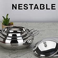 Buy Sumeet Stainless Steel Apple Shape Cook and Serve Handi Set with ...