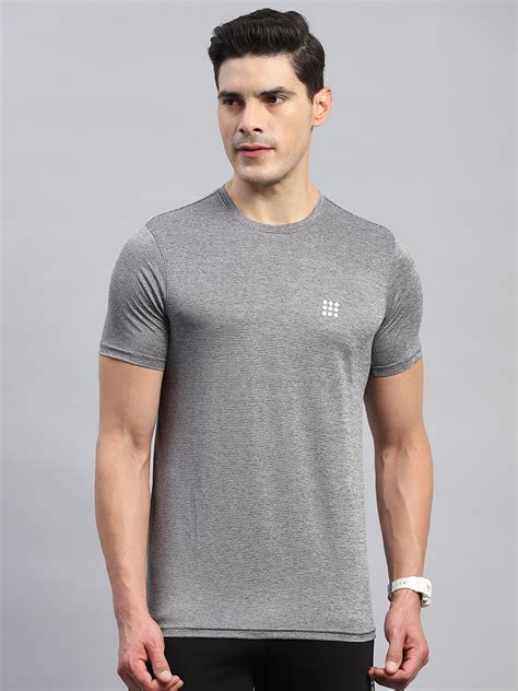 Buy Men Grey Self Design Round Neck Half Sleeve T-Shirt Online in India ...
