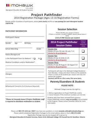 Fillable Online Project Pathfinder - Mohawk College Fax Email Print ...
