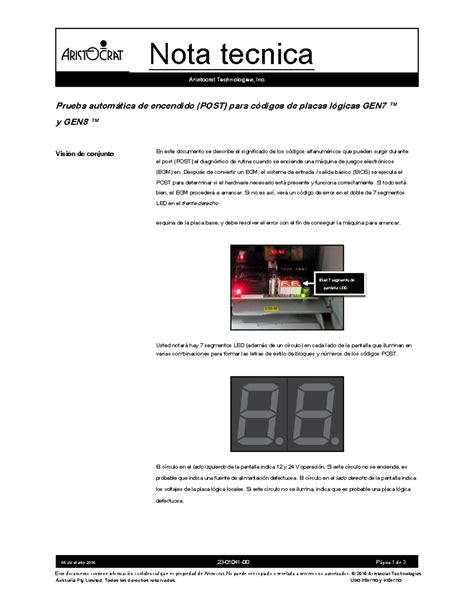 POST Codes FOR GEN 7 AND GEN 8 Logic Boards - Nota tecnica Aristocrat ...
