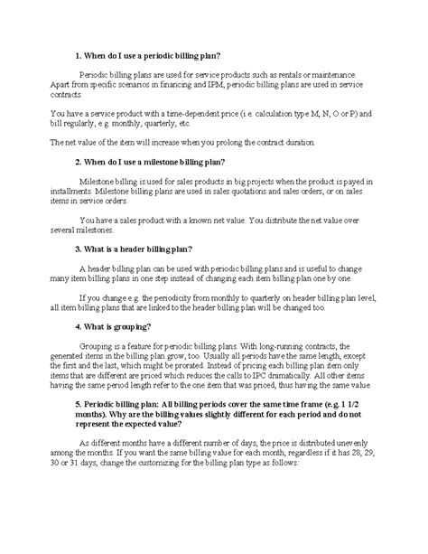 Billing Plan - When do I use a periodic billing plan? Periodic billing ...