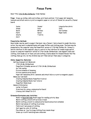 Fillable Online wati Focus Form Book Title: I Put On My Clothes by ...