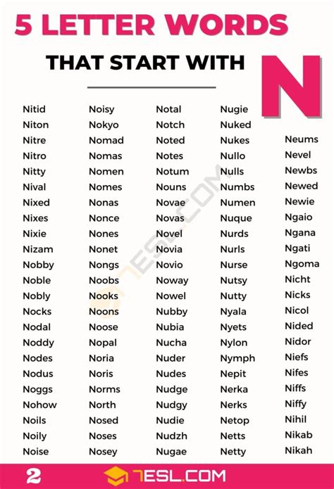 5 Letter Words Starting with N (444+ English Words) • 7ESL