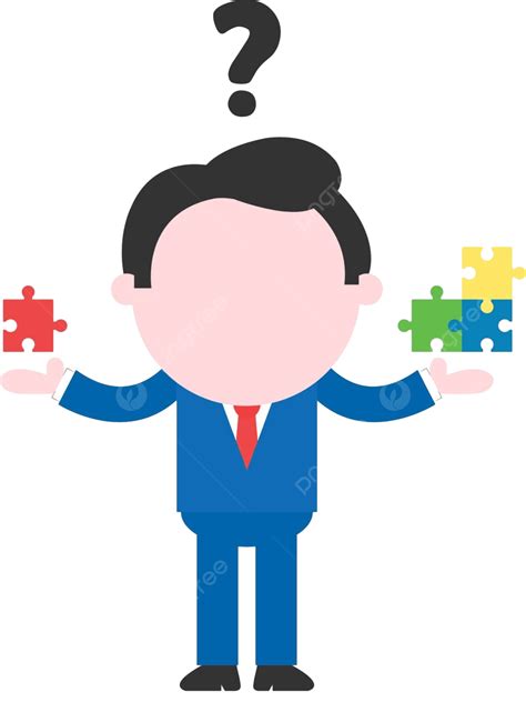Perplexed Executive Grasping A Trio And Solo Puzzle Piece Vector ...