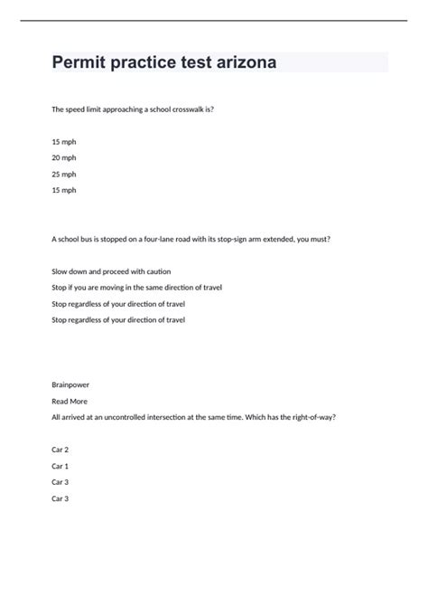 Permit practice test arizona Question and answers rated A+ 2024 ...