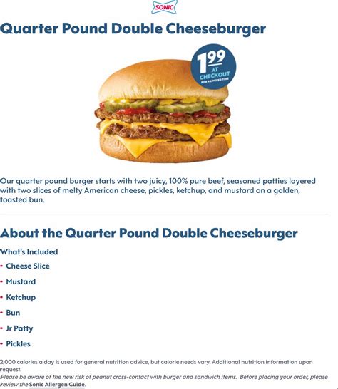 $2 double cheeseburger at Sonic Drive-In #sonicdrivein - The Coupons App®