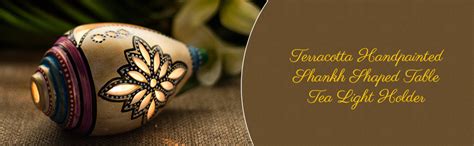 Buy ExclusiveLane Shankh Shaped Terracotta Table Tea Light Holder ...