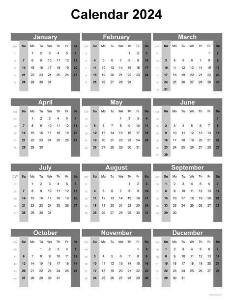 2024 Calendar Printable, PDF, Excel and Image file - free download ...