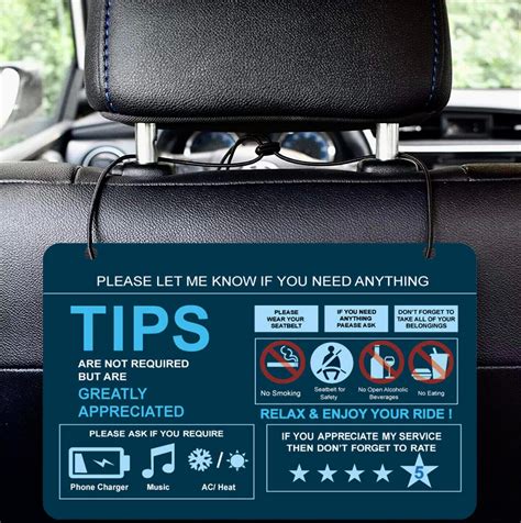 Amazon.com: 2 Pack Rideshare Tip Ratings Safety Signs Compatible with ...