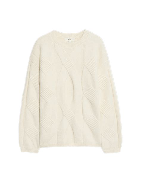 Buy Cable Knit Relaxed Jumper with Alpaca at Marks & Spencer