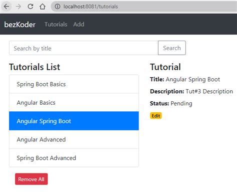 Spring Boot and Angular Example 的图像结果