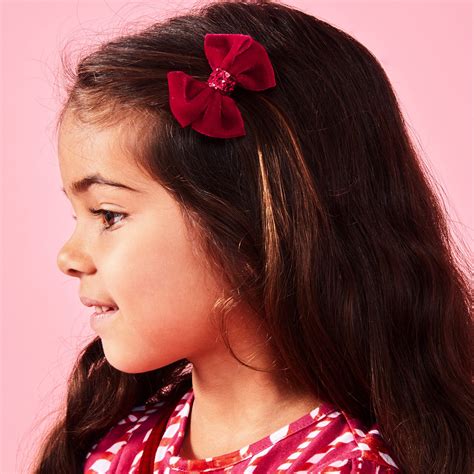 Buy Set Of 2 Red Velvet Bow Clips Online - Accessorize India