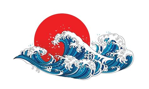 Japan wave ocean illustration. asia and oriental traditional hokusai ...
