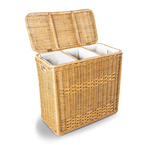 3-Compartment Wicker Laundry Hamper – The Basket Lady