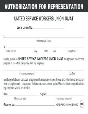 2010-2026 Form USWU Authorization for Representation - Fill Out, Sign ...