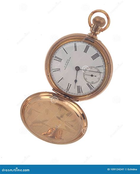 Clear Product Shot of an Open Antique Old Fob Watch Stock Image - Image ...