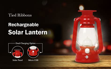 TIED RIBBONS Rechargeable LED Flameless Lantern with Dual Charging ...