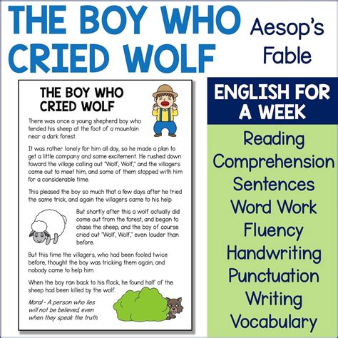 The Boy Who Cried Wolf Aesop's Fables Literacy Activities - Etsy UK