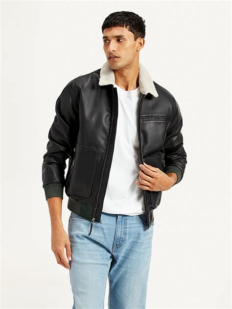 Men's Solid Dark Brown Spread Collar Leather Jacket – Levis India Store