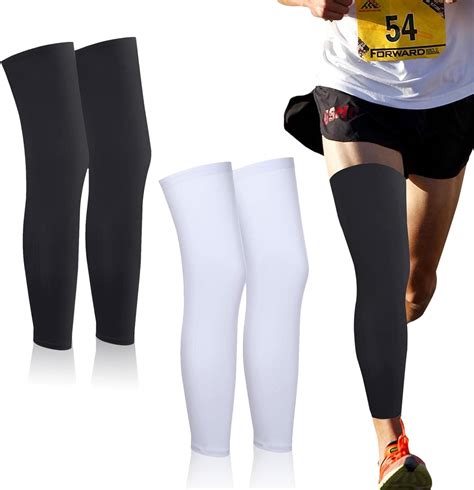 4 Pieces Compression Leg Sleeve Full Length Leg Sleeves Sports Cycling ...