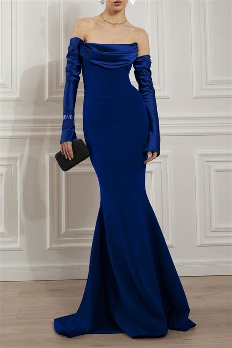 Raven Crepe Long Dress In Royal-Blue | Royal blue long dress, Royal ...