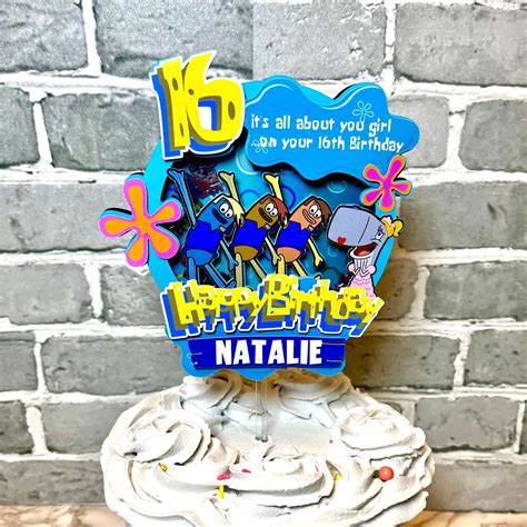 Spongebob Boys Who Cry sweet 16 Birthday in a Box — Custom cake toppers ...