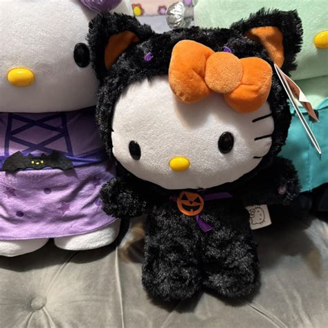 Black and orange Hello Kitty Halloween plush... - Depop