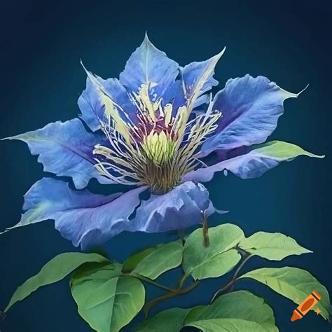 Detailed drawing of a white clematis flower on Craiyon