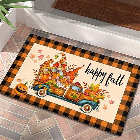 Amazon.com: Happy Fall Doormat Thanksgiving Day Pumpkin Front Door Mat ...