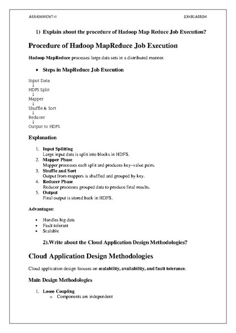 23KB1A05D4 Exam Notes: Hadoop MapReduce, Cloud Design, & Python File ...
