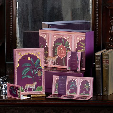 Leopard Leela Luxury Stationery Gift Box – Purple Bird | Luxury Indian ...