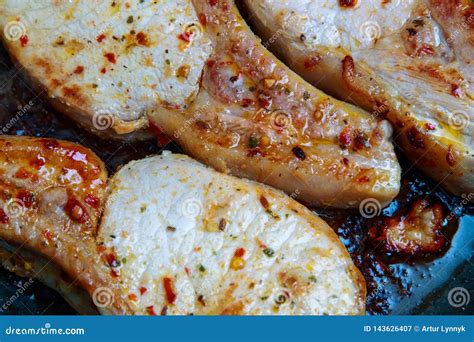 Marinated Grilled Pork Steak Stock Image - Image of juicy, healthy ...