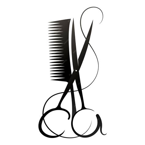 Premium Vector | Beautiful curl hair scissors and comb design for a ...